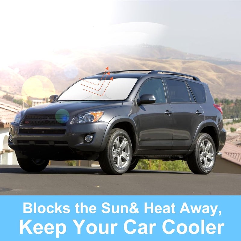 TINGLU Sun Shade for Toyota RAV4 2006-2012 Accessories Windshield Sun Shade Window Shade UV Rays Protection Sun Visor Cover with Steering Wheel Sunshade Storage Bag - Image 5